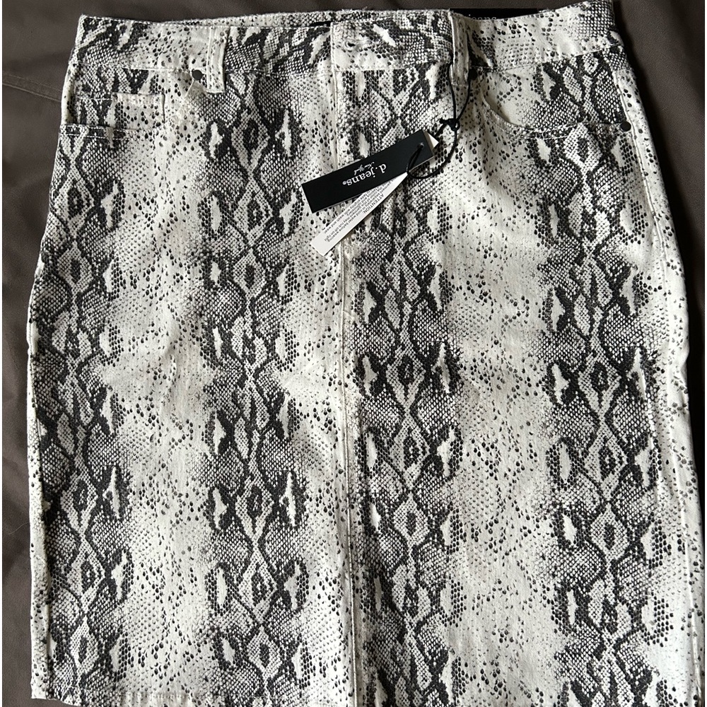 D. Jeans snake print skirt, brand new with tags